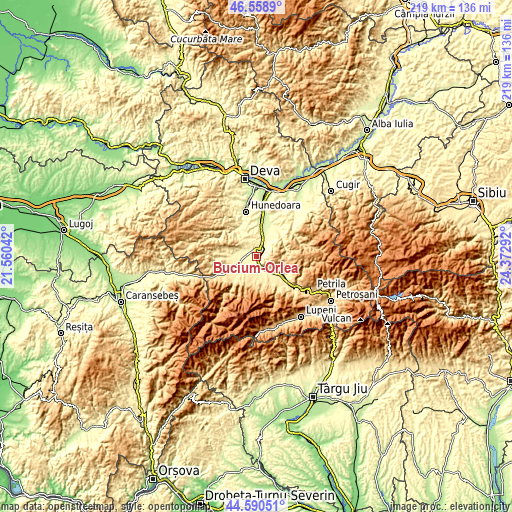 Topographic map of Bucium-Orlea