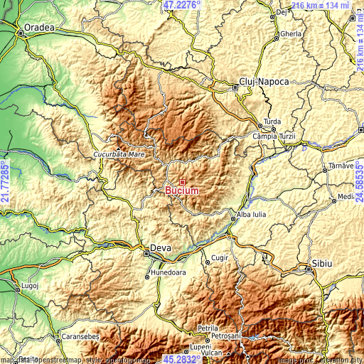 Topographic map of Bucium