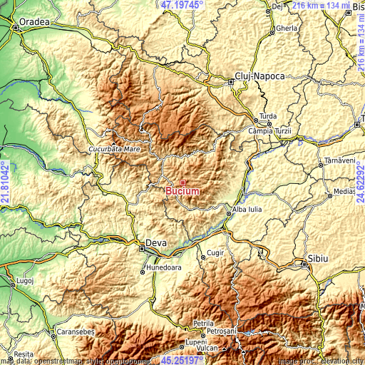 Topographic map of Bucium