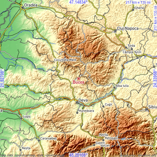 Topographic map of Buceş