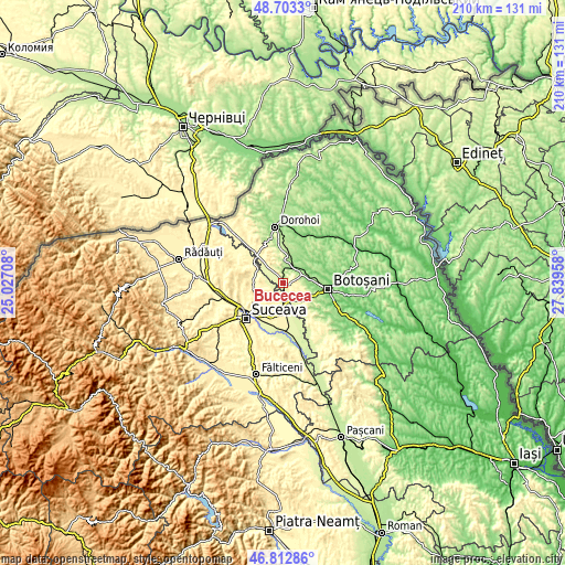 Topographic map of Bucecea