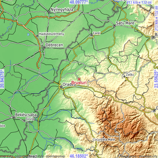 Topographic map of Brusturi