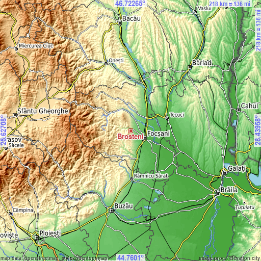 Topographic map of Broşteni