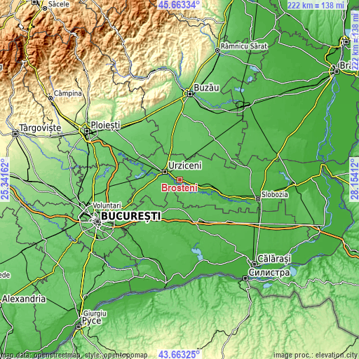 Topographic map of Broșteni