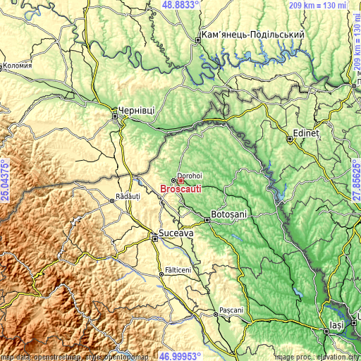 Topographic map of Broscăuţi