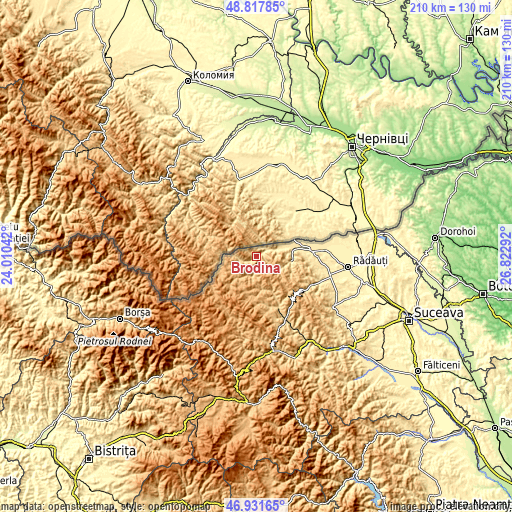 Topographic map of Brodina