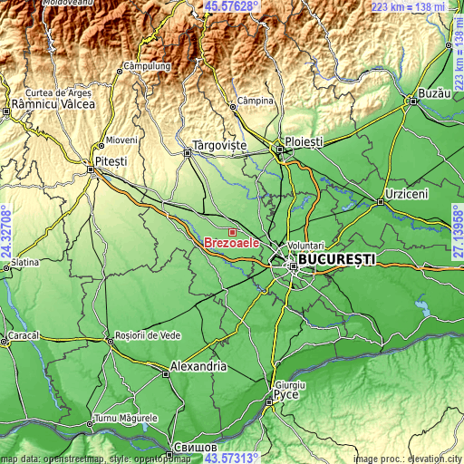 Topographic map of Brezoaele