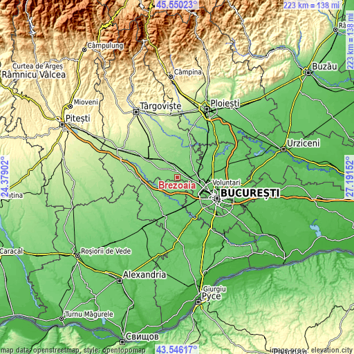 Topographic map of Brezoaia