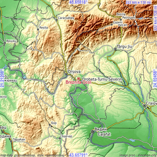 Topographic map of Brezniţa Ocol