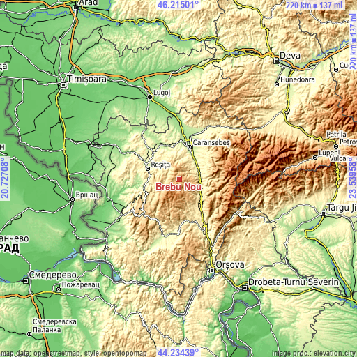 Topographic map of Brebu Nou