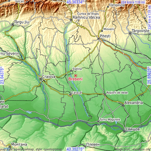 Topographic map of Brebeni