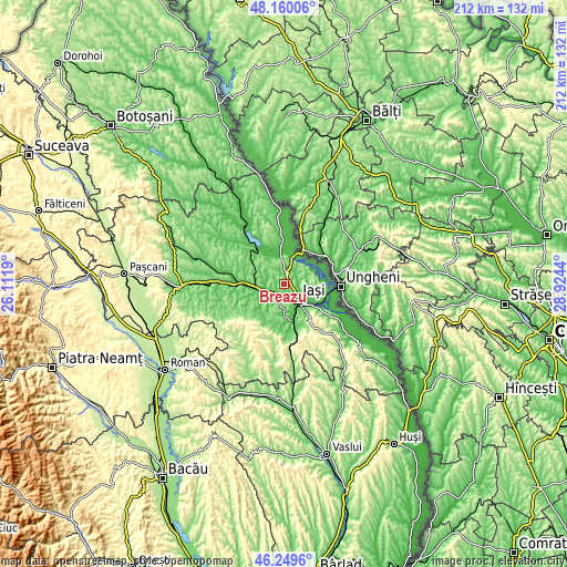 Topographic map of Breazu