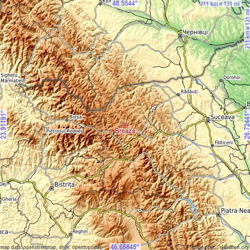 Topographic map of Breaza