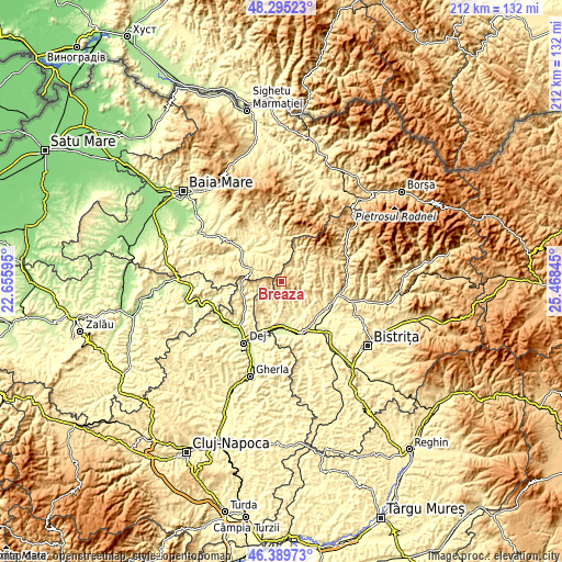 Topographic map of Breaza