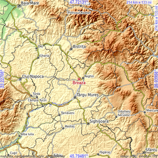 Topographic map of Breaza
