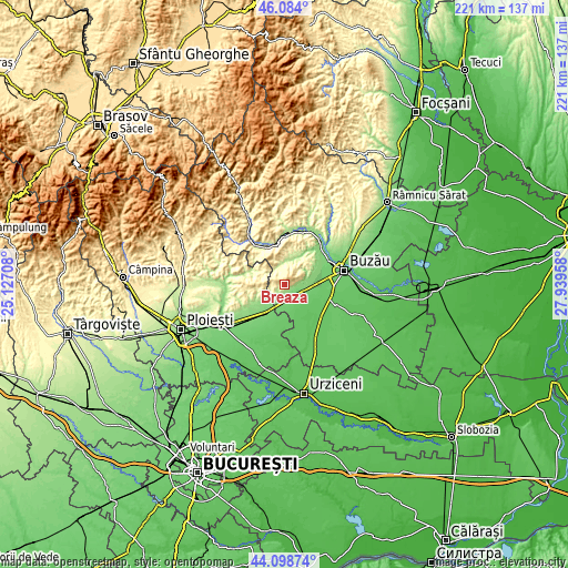 Topographic map of Breaza