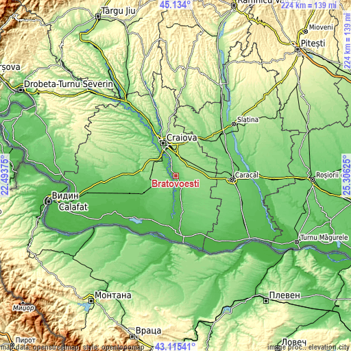 Topographic map of Bratovoești