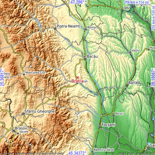 Topographic map of Brătila