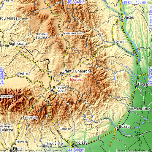 Topographic map of Brateş