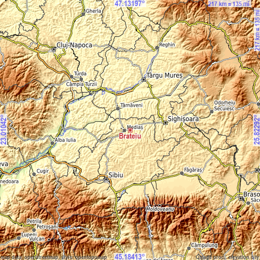 Topographic map of Brateiu