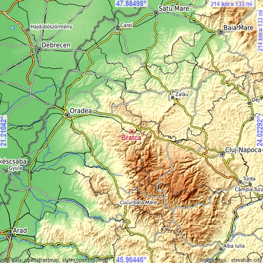 Topographic map of Bratca