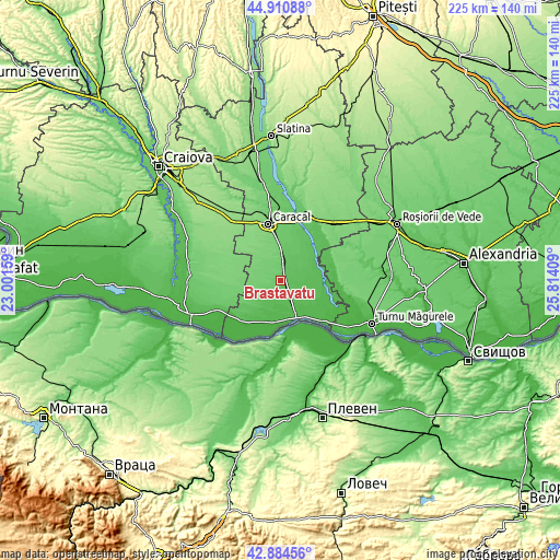 Topographic map of Brastavățu