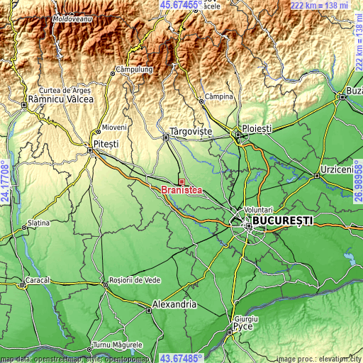 Topographic map of Braniştea