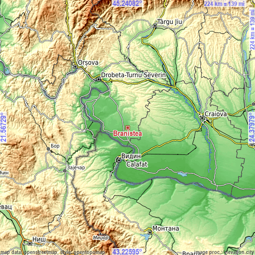 Topographic map of Braniștea