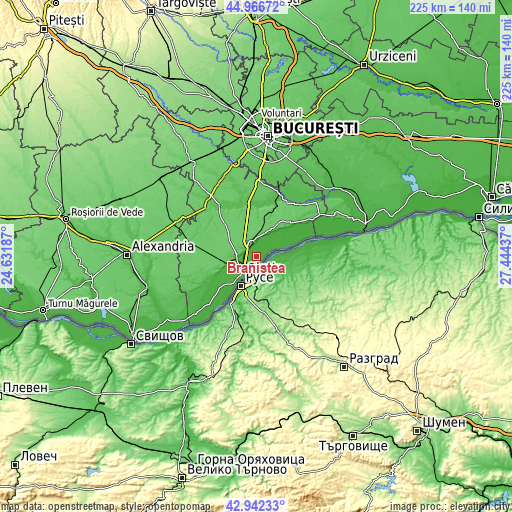 Topographic map of Braniștea