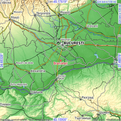 Topographic map of Brăniștari