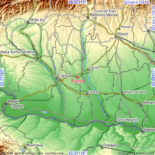 Topographic map of Braneț