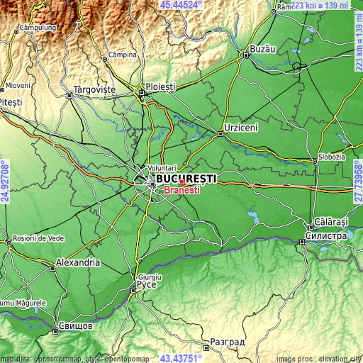 Topographic map of Brăneşti