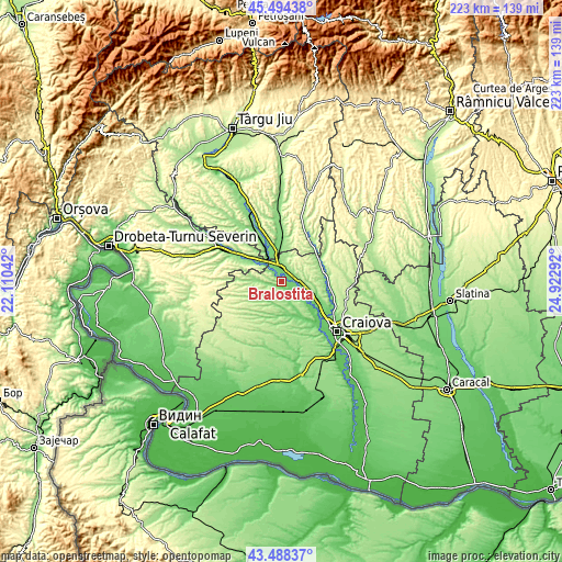 Topographic map of Braloştiţa
