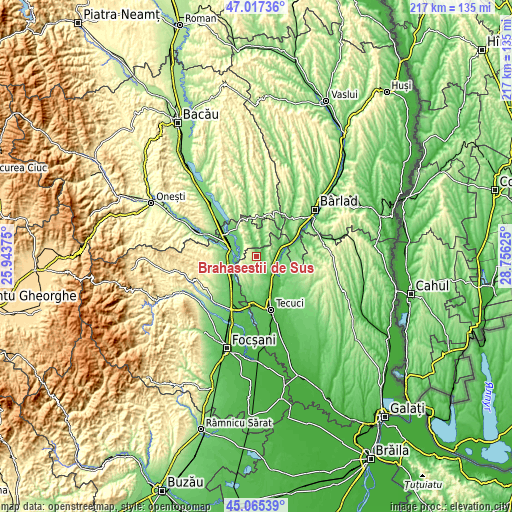 Topographic map of Brăhăşeştii de Sus