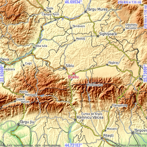 Topographic map of Bradu