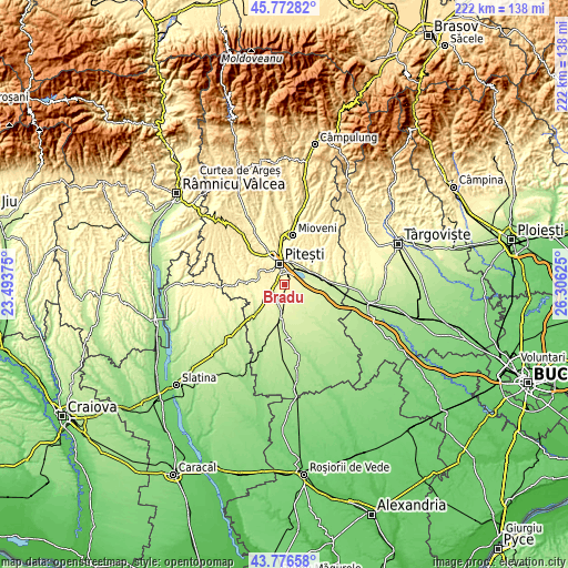 Topographic map of Bradu