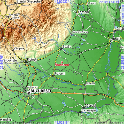 Topographic map of Brădeanu