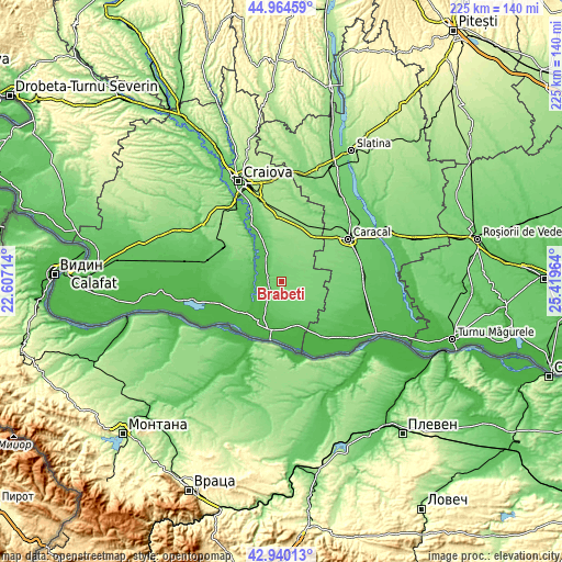 Topographic map of Brabeți