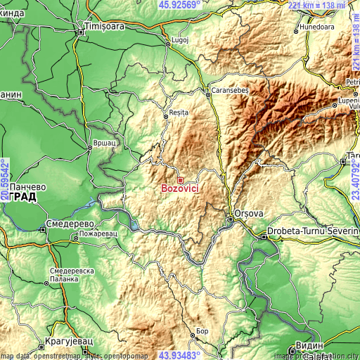 Topographic map of Bozovici