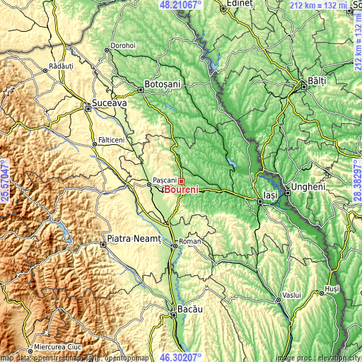 Topographic map of Boureni