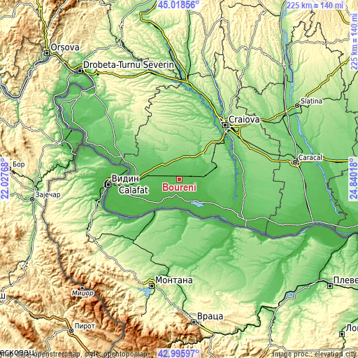 Topographic map of Boureni