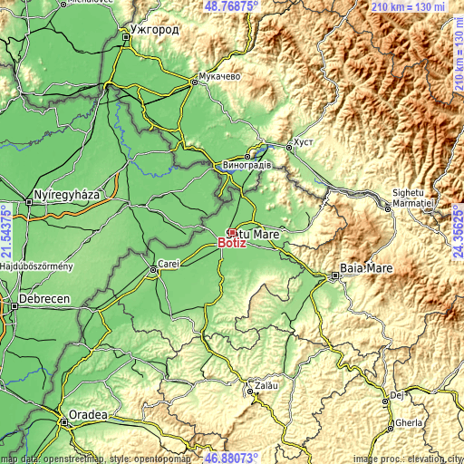 Topographic map of Botiz