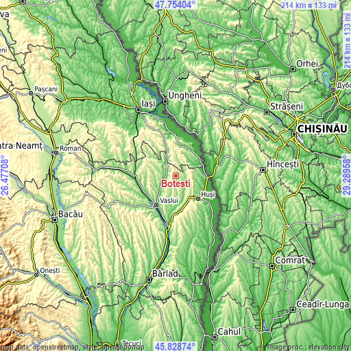 Topographic map of Boţeşti