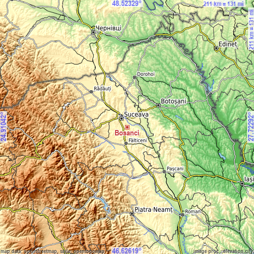 Topographic map of Bosanci
