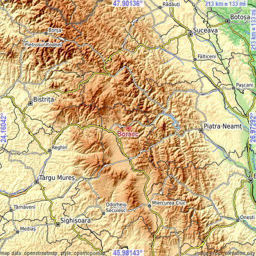 Topographic map of Borsec