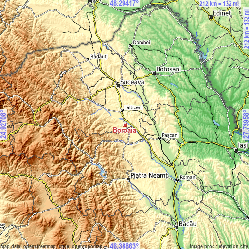 Topographic map of Boroaia