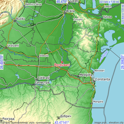 Topographic map of Borduşani