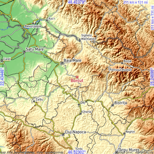 Topographic map of Borcut