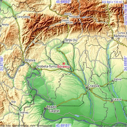 Topographic map of Borăscu