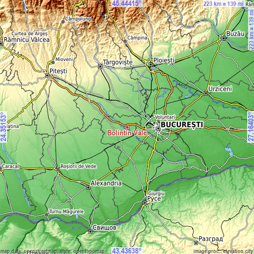 Topographic map of Bolintin Vale